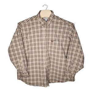 Carhartt Shirt Mens 3XL‎ Blue Brown Plaid Button Up Casual Outdoors Workwear